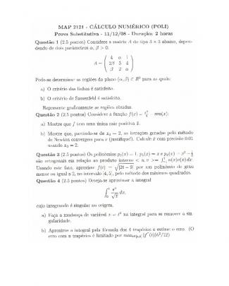 Psub (novo) Cálculo Numérico 2008 Com Resolução Poli - Usp