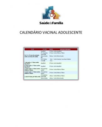 Calendário Vacinal Adolescente
