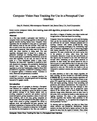 Computer Vision Face Tracking For Use In A Perceptual User Interface