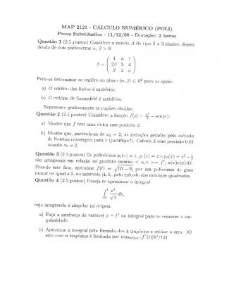 Psub Cálculo Numérico 2008 Com Resolução Poli - Usp