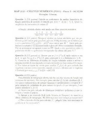 P3 Cálculo Numérico 2008 Com Resolução Poli - Usp