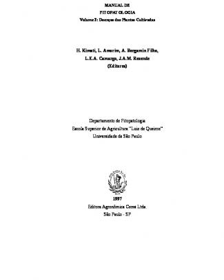 Manual De Fitopatologia Volume 2 - Doenças Das Plantas Cultivadas