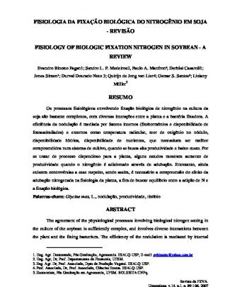 Fisiologia Da Fixação Biológica De Nitrogênio Em Soja-revisão