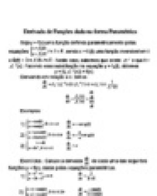 Derivada De Equações Paramétricas