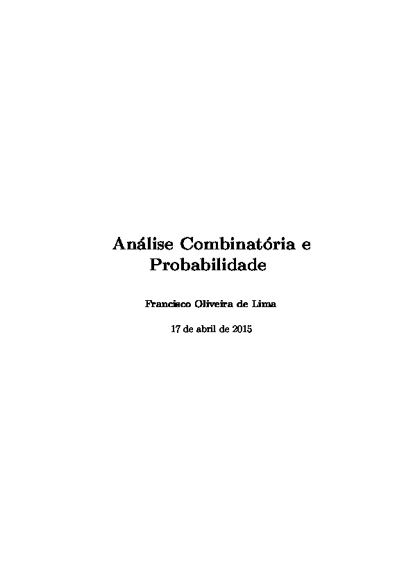 Análise Combinatória E Probabilidade - ID:5c16d0c96f7d9